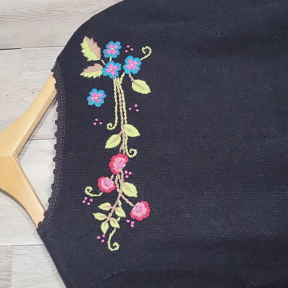 Christopher‎ & Banks Womens L Vintage Hand Embroidered Sweater Wool Grannycore - Picture 8 of 11